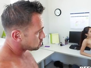 Insatiable Man Johnny Castle Fucks Black And Milky Femmes In The Office